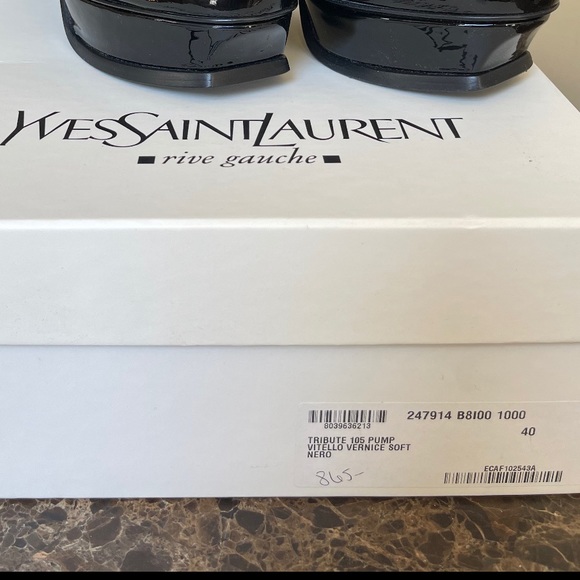 YSL Black Patent Leather Tribute 105 Pump Size 40 - Picture 7 of 7